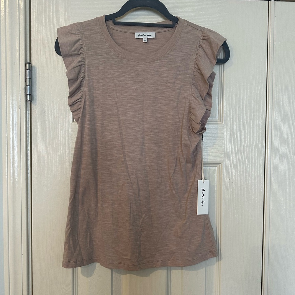Another Love Women's Ruffle Sleeve Top - Tan